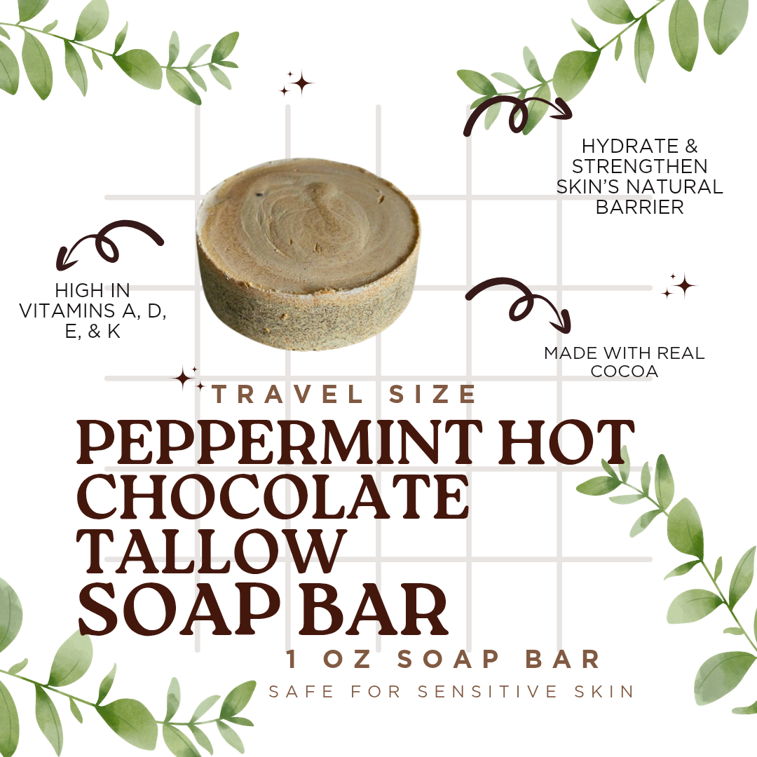 Peppermint Hot Chocolate Tallow Soap Bar - Travel Size