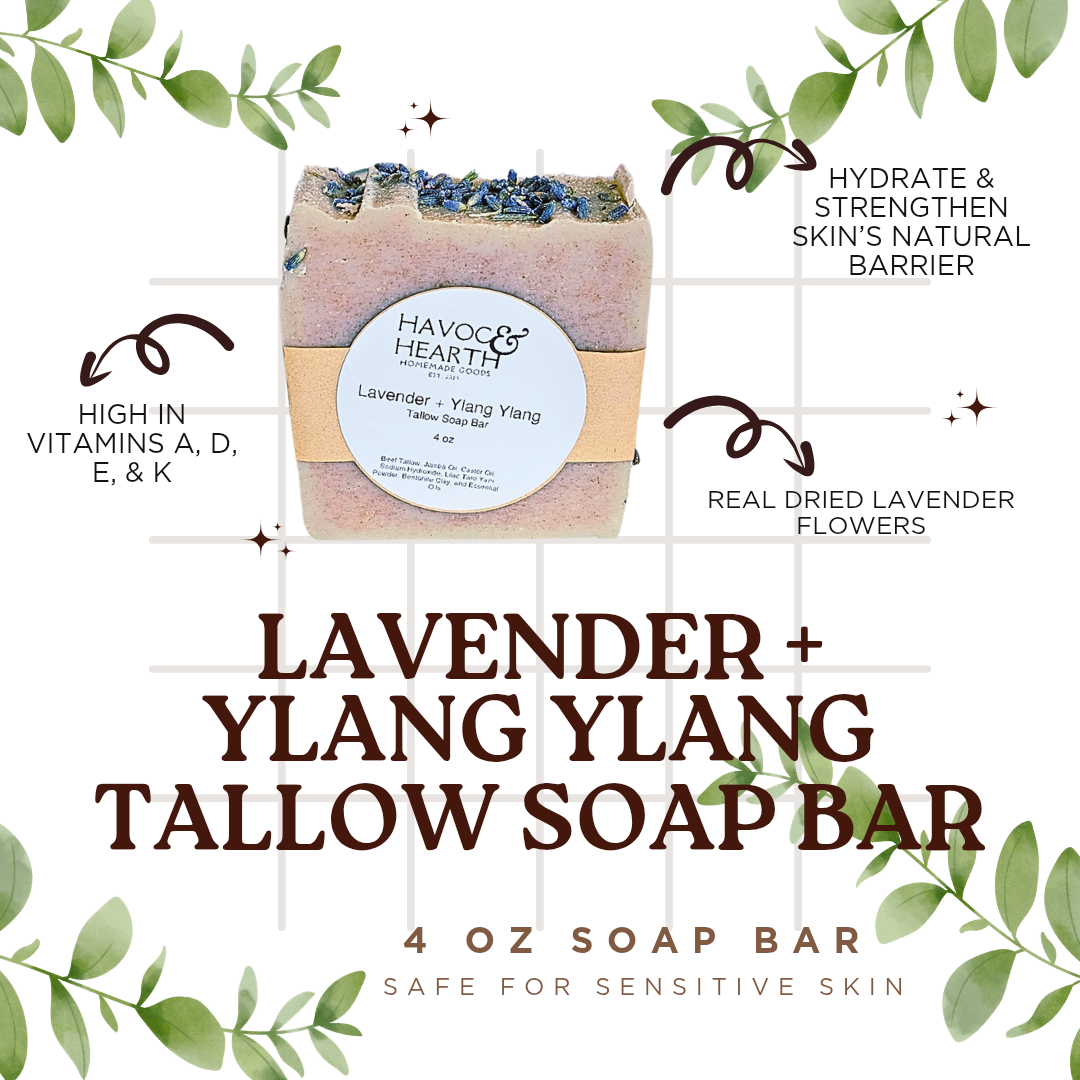 Lavender + Ylang Ylang Tallow Soap Bar