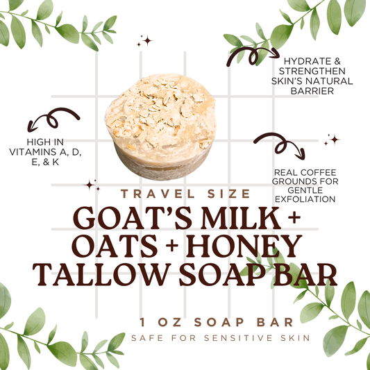 Goat's Milk + Oats + Honey Tallow Soap Bar - Travel Size