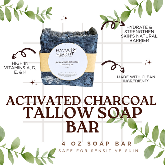 Activated Charcoal Tallow Soap Bar