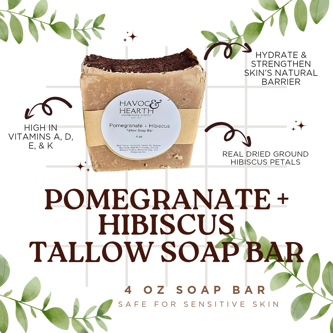 Pomegranate + Hibiscus Tallow Soap Bar