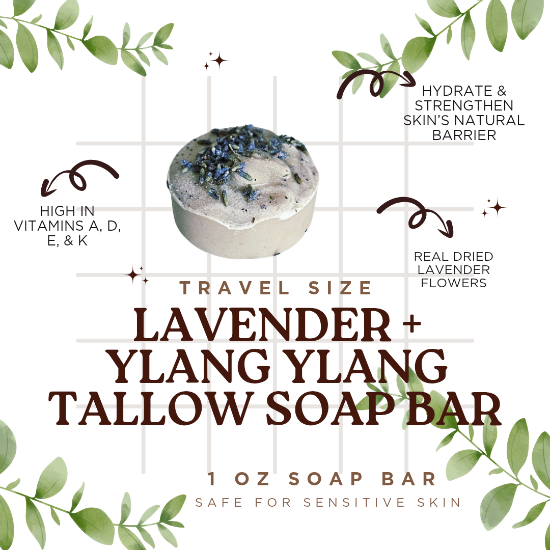 Lavender + Ylang Ylang Tallow Soap Bar - Travel Size