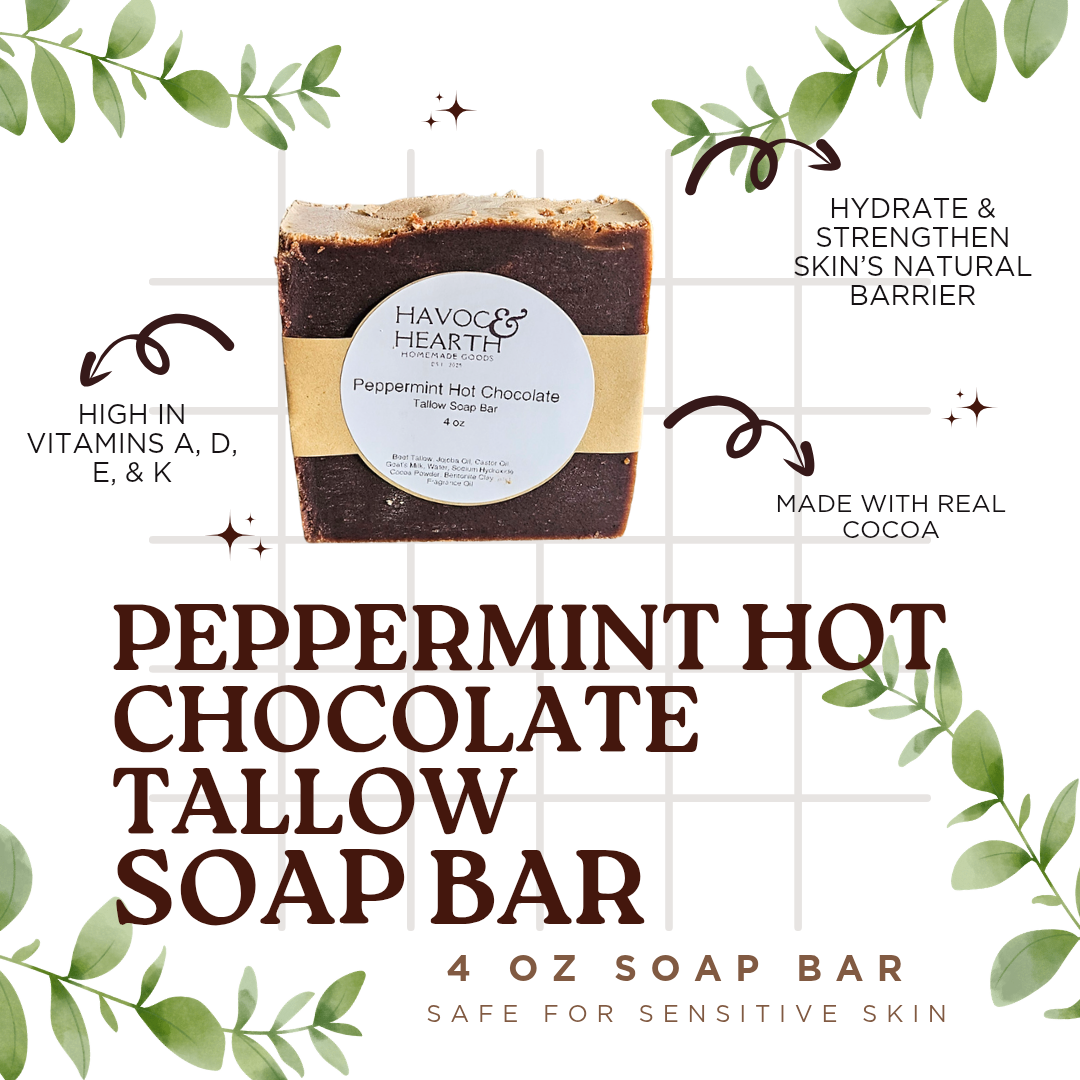 Peppermint Hot Chocolate Tallow Soap Bar